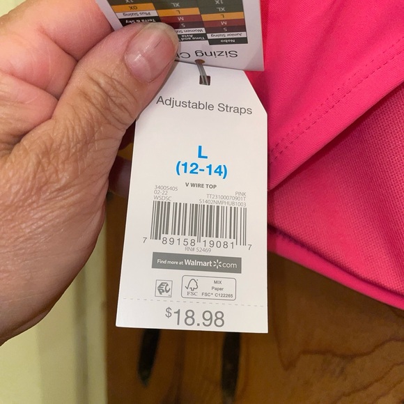 TIME and TRU Women's Button Front-Molded Cup SWIM SUIT -Size L (12-14) -Pink-NWT - Picture 13 of 15